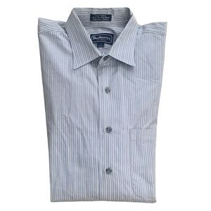 Vintage Burberrys of London Sky Blue Striped Button Down Shirt Size Large